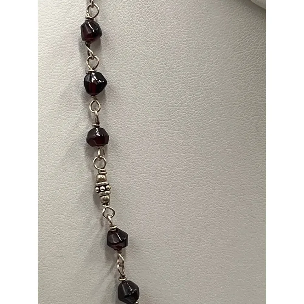 SILPADA Retired Sterling Silver‎ 925 Garnet Beads Station Chain Necklace N1053 - Picture 5 of 7